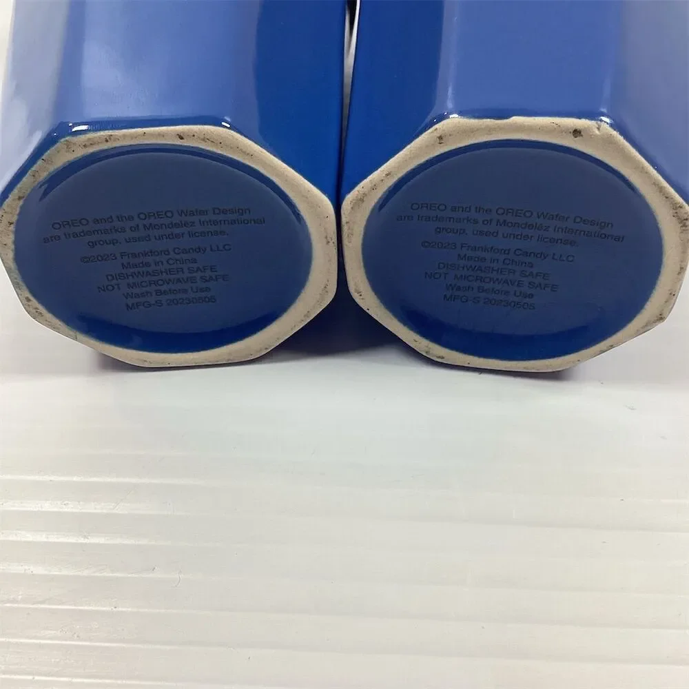 Estelle‎ Set of 2 Oreo Cookie Blue Ceramic Tumblers 5